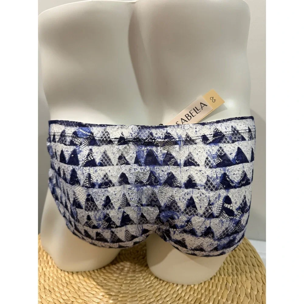 Cosabella Men Never Say Never Comfort Micro Brief Blue White Lace Print NEW L